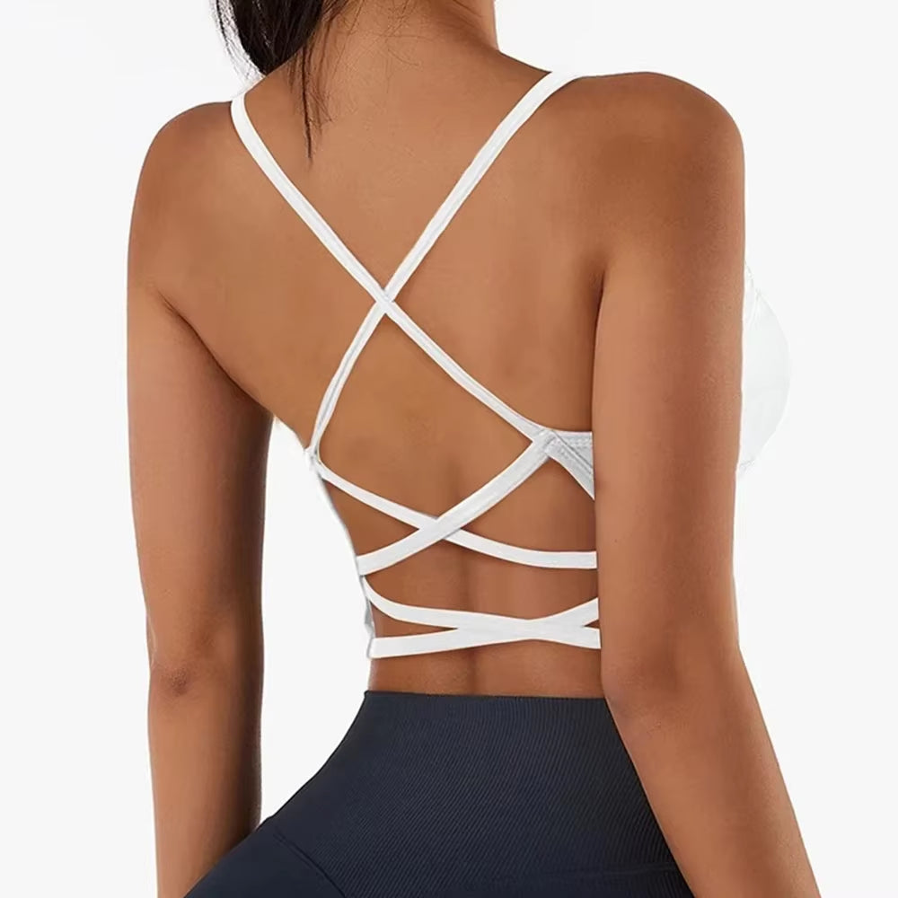 Women Cross Strap Sport Top Push up Yoga Bra Gym Crop Top Brassiere Fitness Top Sport Bra Breathable Bras