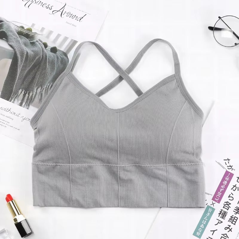 Women Cross Strap Sport Top Push up Yoga Bra Gym Crop Top Brassiere Fitness Top Sport Bra Breathable Bras