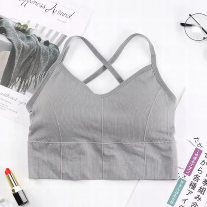 Women Cross Strap Sport Top Push up Yoga Bra Gym Crop Top Brassiere Fitness Top Sport Bra Breathable Bras