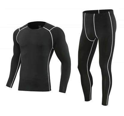 Men Bodybuilding Sportswear Clothes Fitness Suit Workout Pants Gym Muscle Elastic Compression Tights Skinny Running Tracksuit