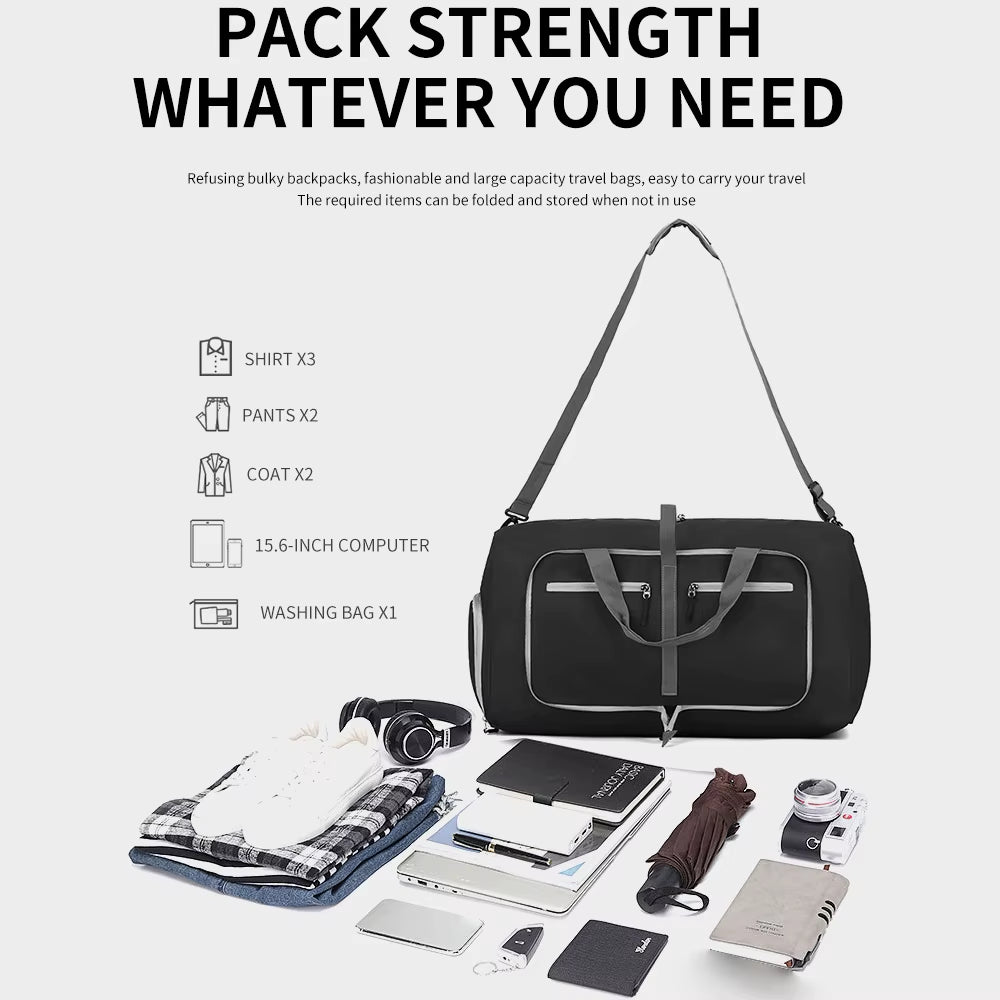 Gym Bag with Shoe Compartment Carry on Luggage Travel Bag Sports Bag Duffle Bag for Men and Women Foldable and Expandable