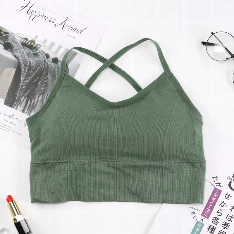 Women Cross Strap Sport Top Push up Yoga Bra Gym Crop Top Brassiere Fitness Top Sport Bra Breathable Bras