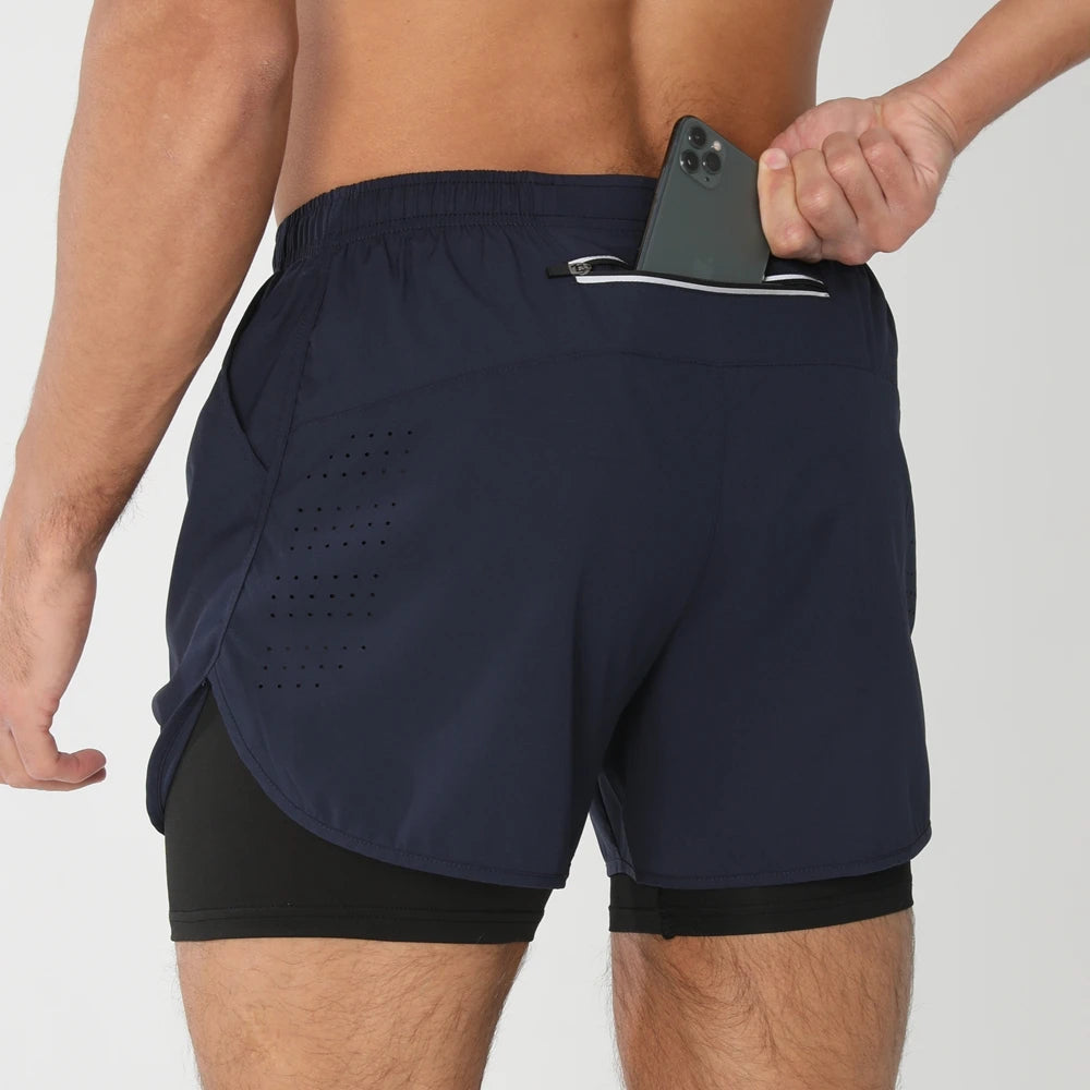 2025New Pantalones Cortos Para Correr Para Hombre, Pantalones Cortos Deportivos Para Gimnasio 2 En 1, Entrenamiento De Secado Rápido, Gimnasio, Fitness, Trotar, Pantalones Cortos, Pantalones Cortos De Verano Para Hombre