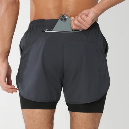 2025New Pantalones Cortos Para Correr Para Hombre, Pantalones Cortos Deportivos Para Gimnasio 2 En 1, Entrenamiento De Secado Rápido, Gimnasio, Fitness, Trotar, Pantalones Cortos, Pantalones Cortos De Verano Para Hombre