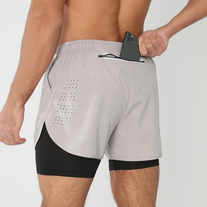 2025New Pantalones Cortos Para Correr Para Hombre, Pantalones Cortos Deportivos Para Gimnasio 2 En 1, Entrenamiento De Secado Rápido, Gimnasio, Fitness, Trotar, Pantalones Cortos, Pantalones Cortos De Verano Para Hombre