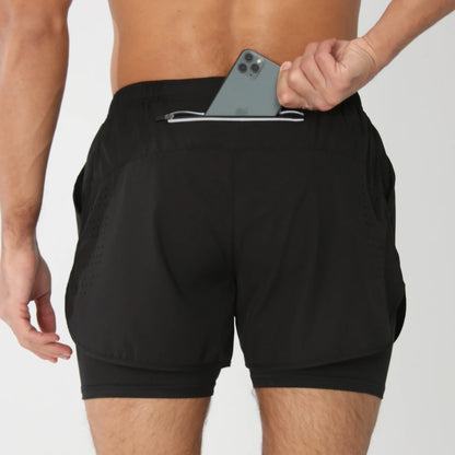 2025New Pantalones Cortos Para Correr Para Hombre, Pantalones Cortos Deportivos Para Gimnasio 2 En 1, Entrenamiento De Secado Rápido, Gimnasio, Fitness, Trotar, Pantalones Cortos, Pantalones Cortos De Verano Para Hombre