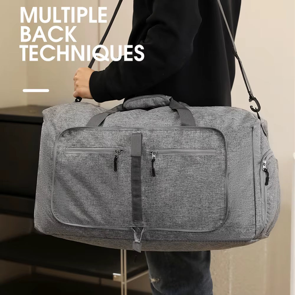 Gym Bag with Shoe Compartment Carry on Luggage Travel Bag Sports Bag Duffle Bag for Men and Women Foldable and Expandable
